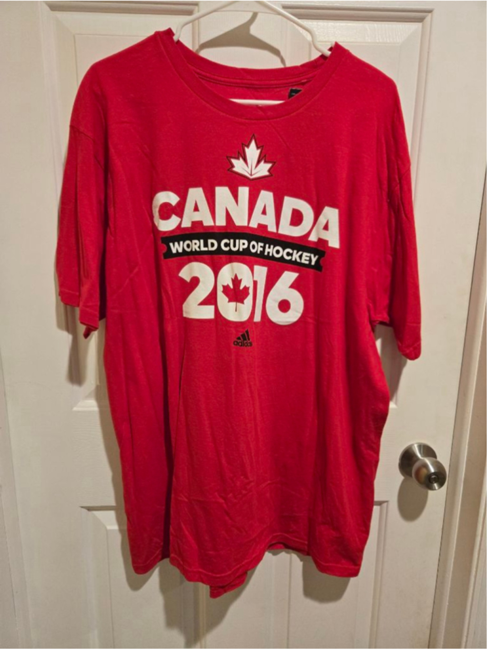 Men's Adidas Red Canada World Cup of Hockey 2016 Short Sleeve Tee XL